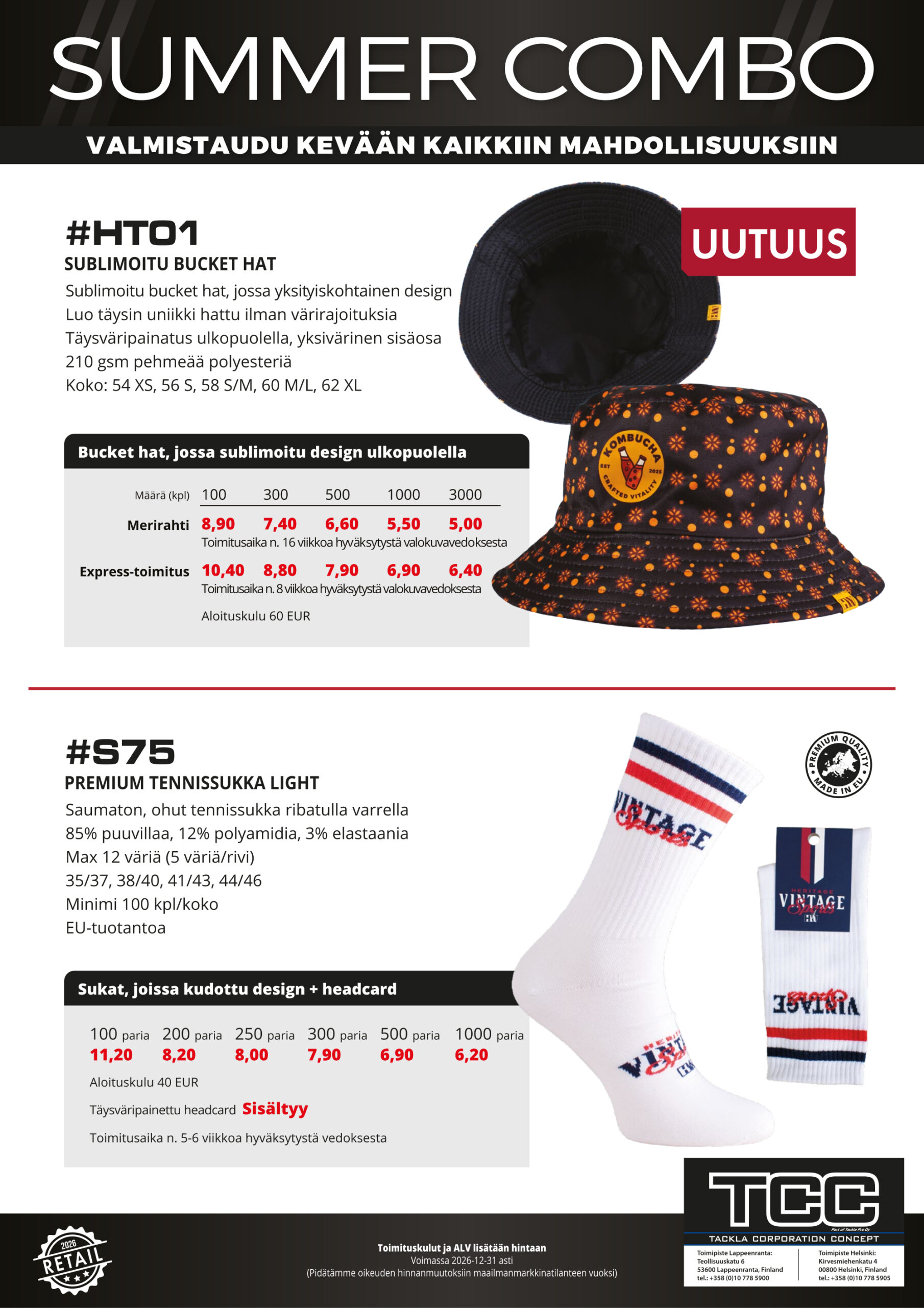 SUMMER COMBO BUCKET HATTU JA TENNIS SUKAT